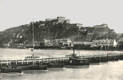 La fortezza di Ehrenbreitstein sul Reno, Germania, 1895 da Frith and Co
