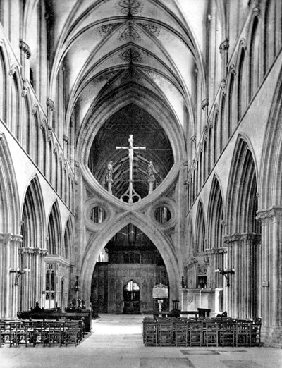 La navata, Cattedrale di Wells, Somerset, Inghilterra, 1924-1926 da Frith and Co