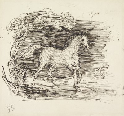 Un cavallo grigio che trotta fuori da un bosco da Francis Grant