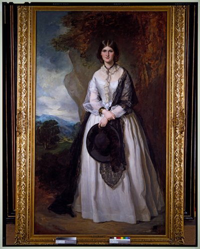 Ritratto di una Signora in un Abito Bianco, in un Paesaggio da Francis Grant