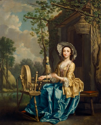 Ragazza alla ruota filatrice da Francis Hayman