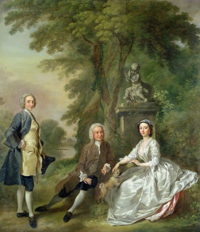 Jonathan Tyers (m.1767) e sua figlia Elizabeth, e suo marito John Wood, c.1750-52 da Francis Hayman