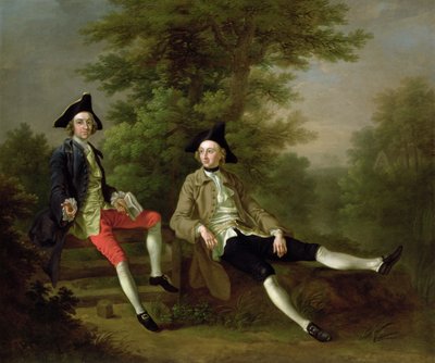Ritratto di David Garrick (1717-79) (sinistra) e William Windham di Felbrigg (1717-61) (destra) c.1745 da Francis Hayman