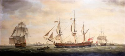 Tre vedute della nave Indiaman 