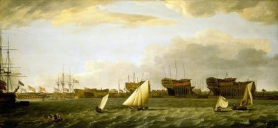 Veduta di Blackwall Yard dalla riva nord del Tamigi (Inghilterra) da Francis Holman