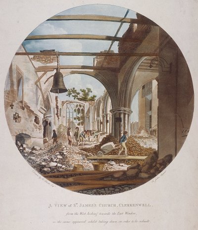Veduta della Chiesa di San Giacomo, Clerkenwell, Islington, Londra, 1789 da Francis Jukes