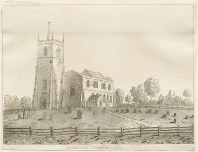 Chiesa di Alrewas: incisione ad acquatinta, nd [?1848] da Francis Jukes
