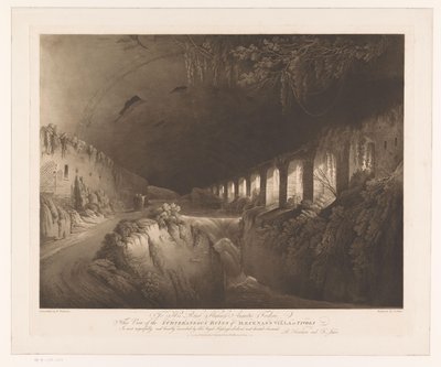 Veduta delle rovine sotterranee della Villa di Mecenate a Tivoli da Francis Jukes