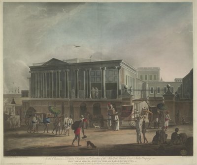 Veduta di una Casa, Manifattura e Bazar a Calcutta da Francis Jukes