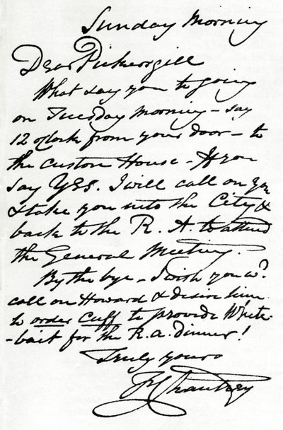 Una lettera di Francis Leggatt Chantrey, 1839 1904 da Francis Legatt Chantrey