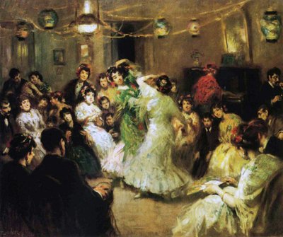 Una festa di flamenco a casa, 1908 da Francis Luis Mora