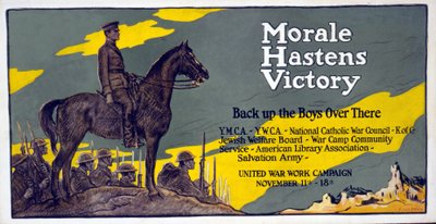 La morale accelera la vittoria - Sostieni i ragazzi laggiù Campagna di lavoro di guerra unita, 11-18 novembre, pub. 1918 da Francis Luis Mora