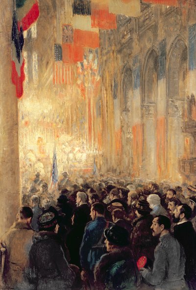 Servizio a Notre Dame, ringraziamento per la vittoria dopo la Grande Guerra Internazionale da Francis Luis Mora
