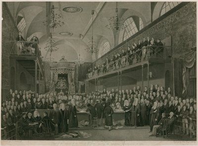 Interno della Camera dei Lord, Westminster, Londra, durante l