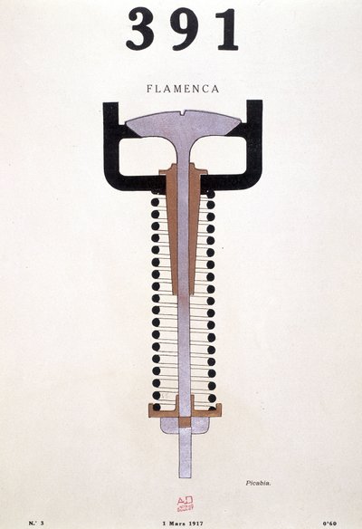 Copertina di "391" di Picabia (1879-1953), n° 3 del 01/03/1917 (litografia) da Francis Picabia