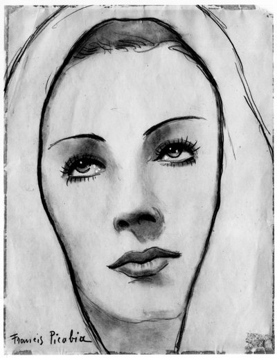 Volto di donna con il velo, di Francis Picabia (1879-1953); matita di grafite e acquerello su carta. da Francis Picabia
