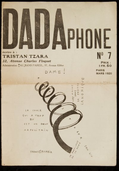 Prima di copertina di "Dadaphone" n. 7 da Francis Picabia