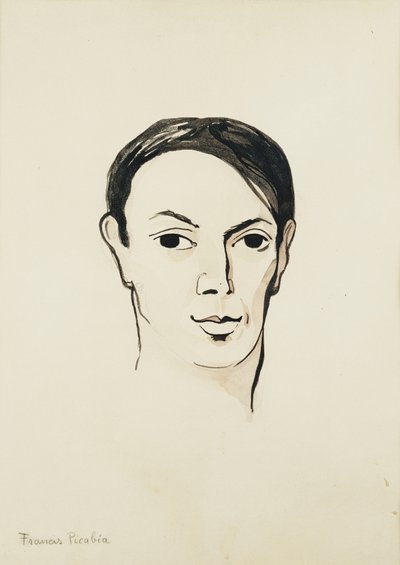 Ritratto di Pablo Picasso; Portrait de Pablo Picasso, 1902-1905 circa (acquerello, pennello e inchiostro nero e matita su carta) da Francis Picabia