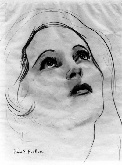 Volto di donna con gli occhi sollevati, di Francis Picabia (1879-1953); matita di grafite e acquerello su carta. da Francis Picabia