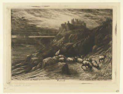 Castello di Harlech in Galles (Harlech) da Francis Seymour Haden (Sir) (signed by artist)