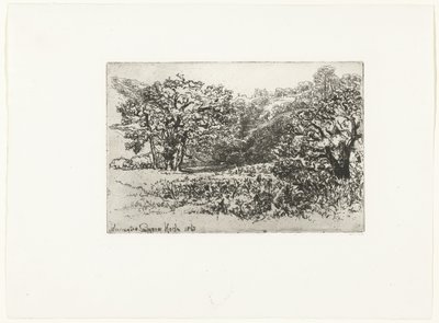 Paesaggio con un gregge di animali da Francis Seymour Haden (Sir) (signed by artist)