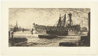 Smantellamento della nave Agamennone da Francis Seymour Haden (Sir) (signed by artist)