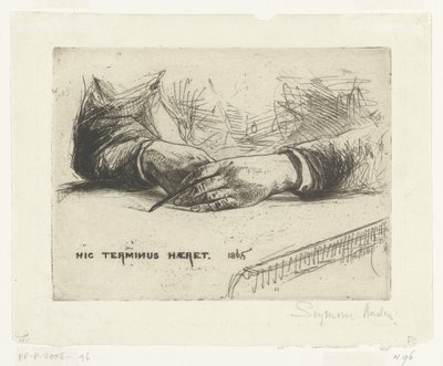 Due mani che disegnano con il gesso da Francis Seymour Haden (Sir) (signed by artist)