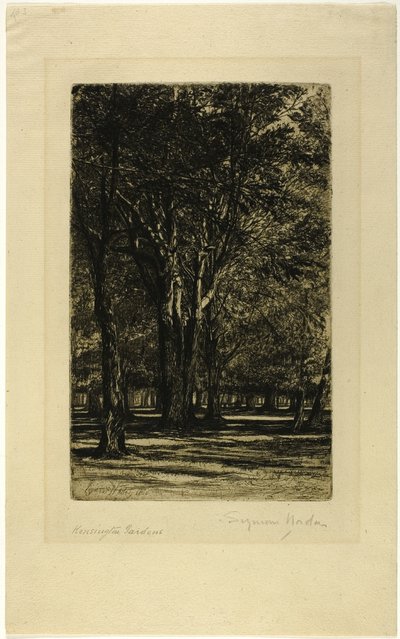 Giardini di Kensington, No. II (grande lastra) da Francis Seymour Haden