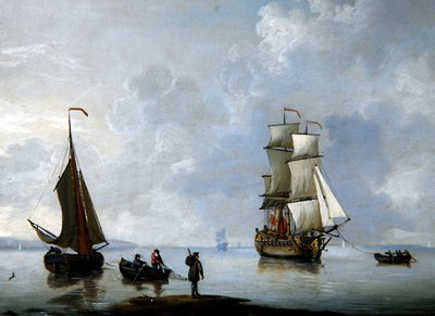 Una nave da guerra britannica trainata all