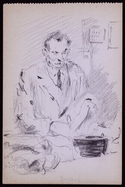 Ritratto di Gilbert? Bayes, c. 1928 (matita su carta) da Francis Wilfred Lawson