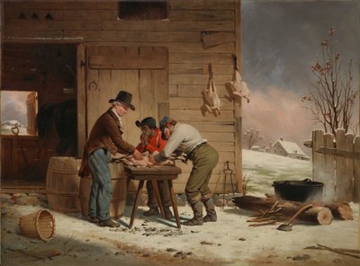 Preparativi per Natale spennando tacchini da Francis William Edmonds