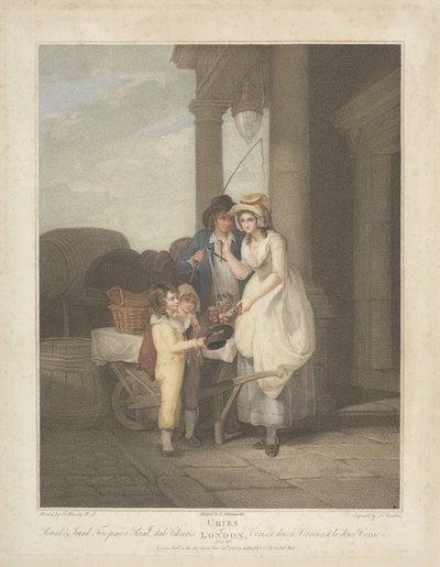 Grida di Londra: Rotonde e sode, cinque pence a libbra, ciliegie del Duca, inciso da Anthony Cardon, 1795 da Francis after Wheatley