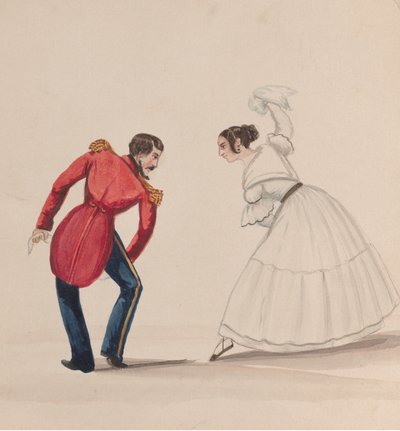 Un uomo e una donna peruviani che ballano la Zamacueca, da un gruppo di disegni che raffigurano..., ca. 1848 da Francisco
