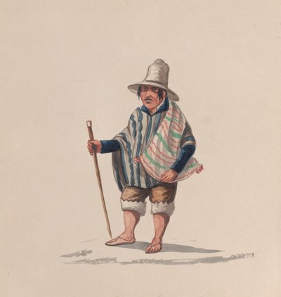 Un uomo peruviano, da un gruppo di disegni che raffigurano il costume peruviano, ca. 1848 da Francisco