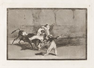 Cogida di un moro nella plaza, Tavola 8 da La tauromachia da Francisco de Goya