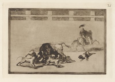 Echan perros al toro, tav. 25 da La tauromachia da Francisco de Goya