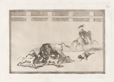 Echan perros al toro (Liberano i Cani sul Toro), Tavola 25 da La tauromachia da Francisco de Goya