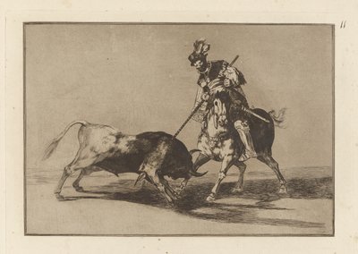 El Cid Campeador che infilza un altro toro, Tavola 11 da La tauromaquia da Francisco de Goya