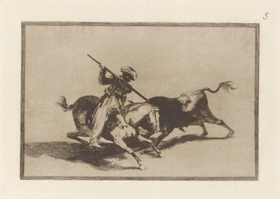 Il Moro animoso Gazul è il primo a lanciare tori secondo le regole, Tavola 5 da La tauromaquia da Francisco de Goya