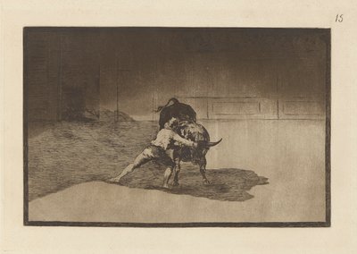 Il famoso Martincho mette le banderillas giocando con il toro con il movimento del suo corpo, Tavola 15 da La tauromachia da Francisco de Goya
