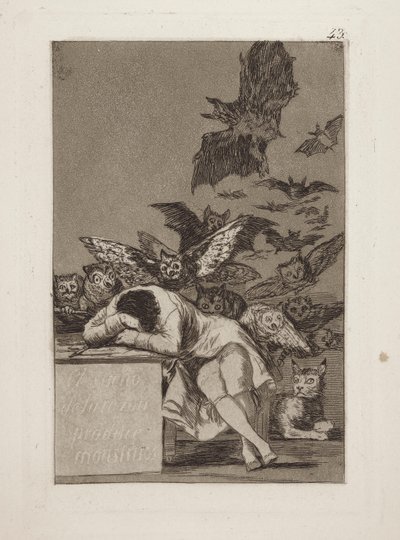Il sonno della ragione genera mostri, pl. 43 dalla serie Los caprichos da Francisco de Goya