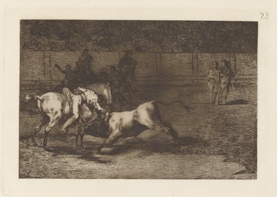 Mariano Ceballos, alias el Indio, uccide il toro dal suo cavallo (Tavola 23 da La tauromaquia) da Francisco de Goya