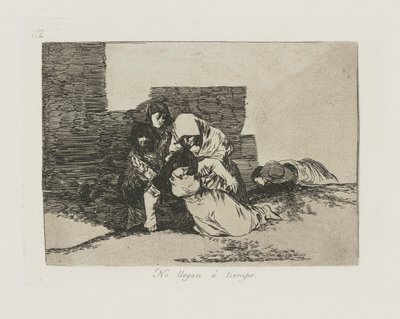 No llegan a tiempo. (Non arrivano in tempo.), tav. 52 dalla serie Los desastres de la guerra (I disastri della guerra) da Francisco de Goya