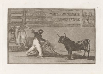 Origine degli arpioni o banderillas, Tavola 7 da La tauromachia da Francisco de Goya