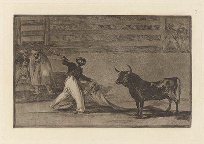 Origine degli arpioni o banderillas, Tavola 7 da La tauromachia da Francisco de Goya