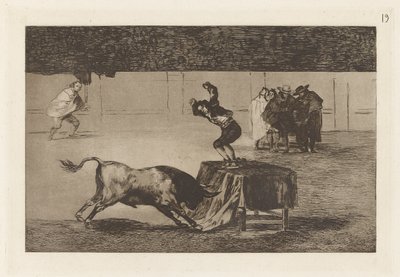 Otra locura suya en la misma plaza, Tavola 19 da La tauromaquia da Francisco de Goya