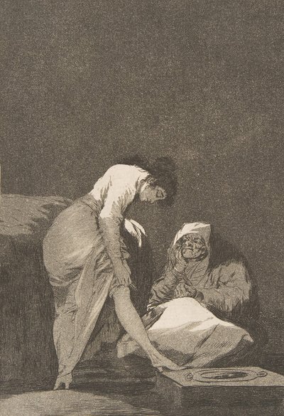 Tavola 17 da Los Caprichos: È ben tesa Bien tirada está., 1797-98 da Francisco de Goya