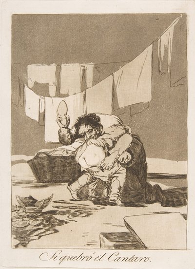 Tavola 25 da Los Caprichos: Se ha rotto il vaso, 1799 da Francisco de Goya
