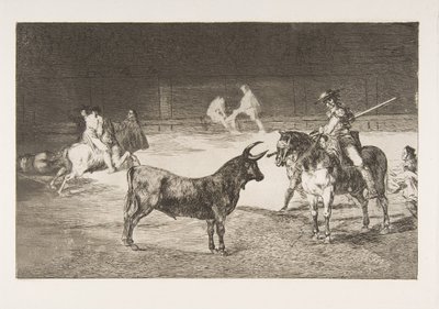Tavola 27 da Tauromaquia: Il celebre picador, Fernando del Toro, attira il fier... da Francisco de Goya