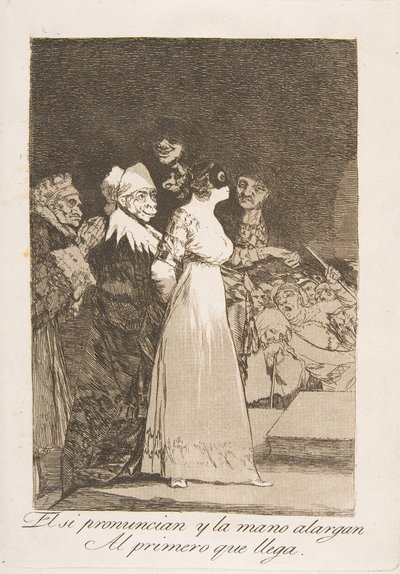 Tavola 2 da Los Caprichos: Dicono sì e danno la mano al primo venuto da Francisco de Goya